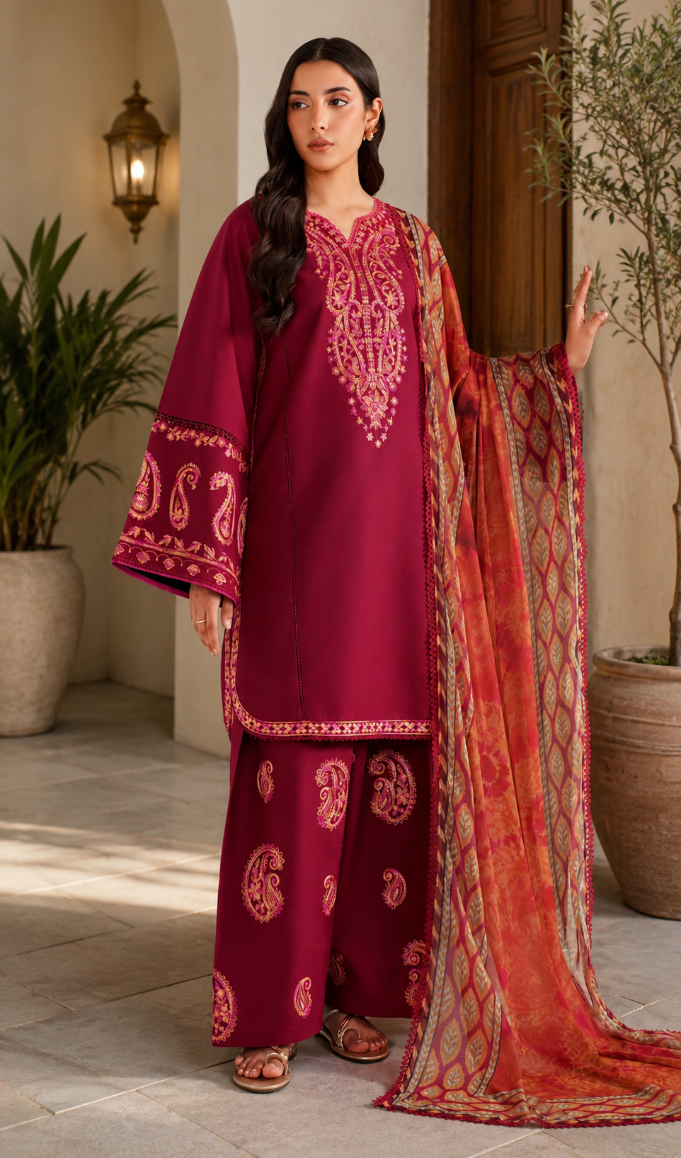 FARASHA - 3PC LAWN EMBROIDERED