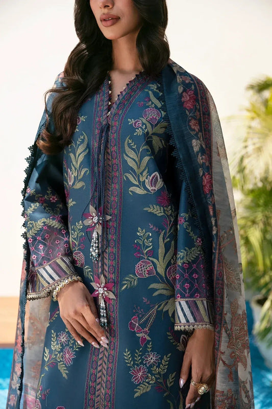 Azure Bloom – Premium Blue Embroidered 3 Piece Lawn Suit