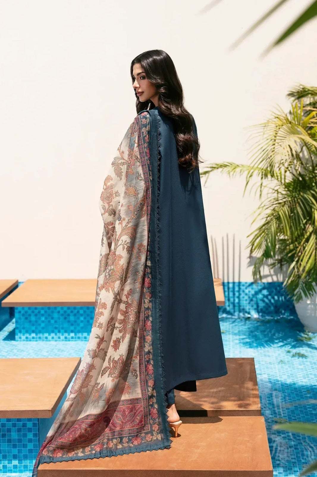 Azure Bloom – Premium Blue Embroidered 3 Piece Lawn Suit