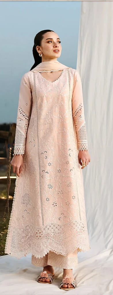 Luxury Blush Pink Embroidered Lawn 3-Piece Suit